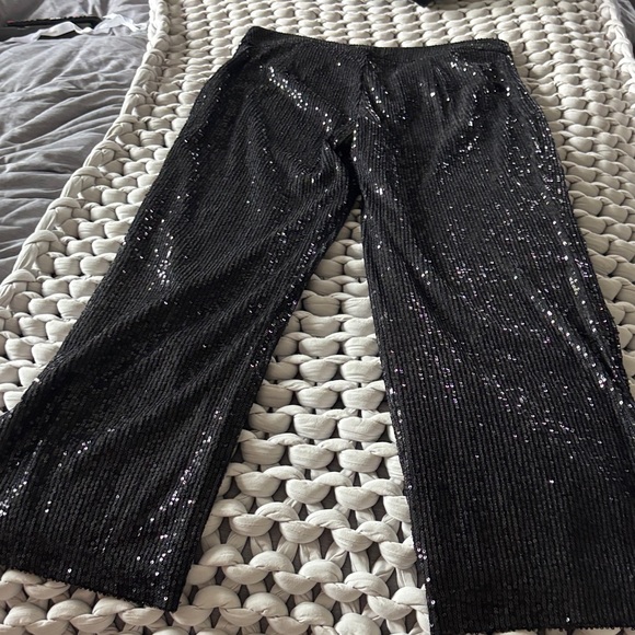 LOFT Black Sequin Wide Leg Pants - Picture 4 of 4